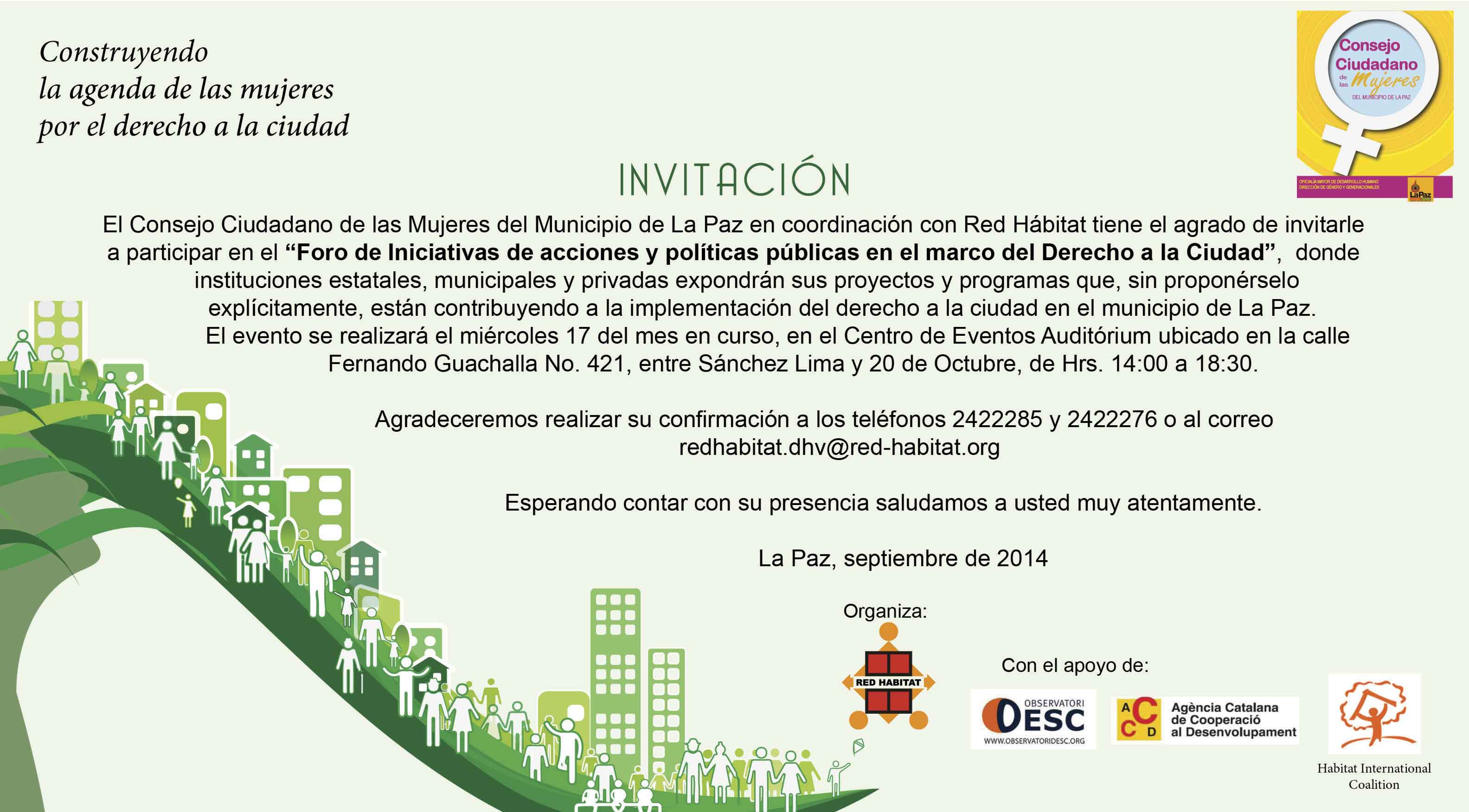 Foro de Iniciativas de Acciones y Póliticas Públicas en el Marco del Derecho a la Ciudad