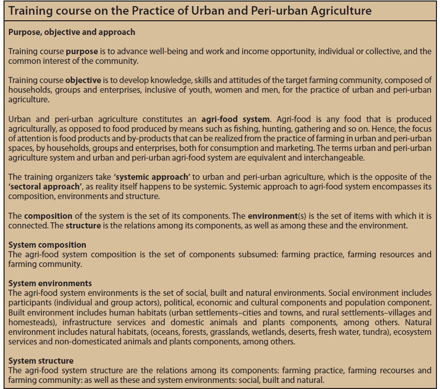 Training course on the Practice of Urban and Peri-urban Agriculture at Mazingira Institute, Nairobi, Kenya