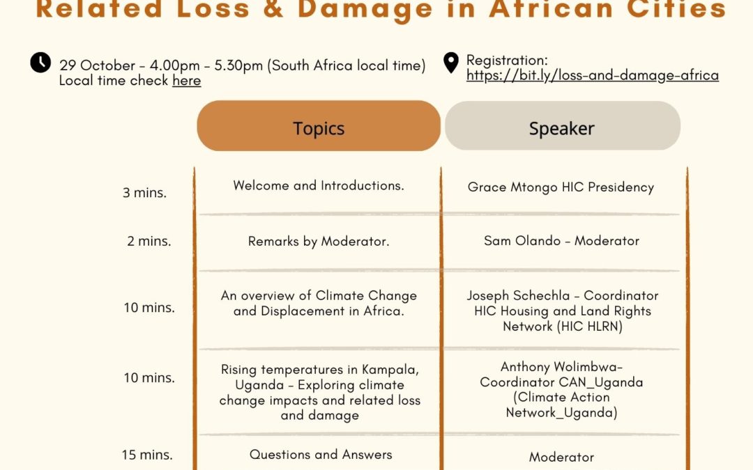 Urban October Dialogue: Exploring Climate Change Impacts and Related Loss & Damage in African Cities